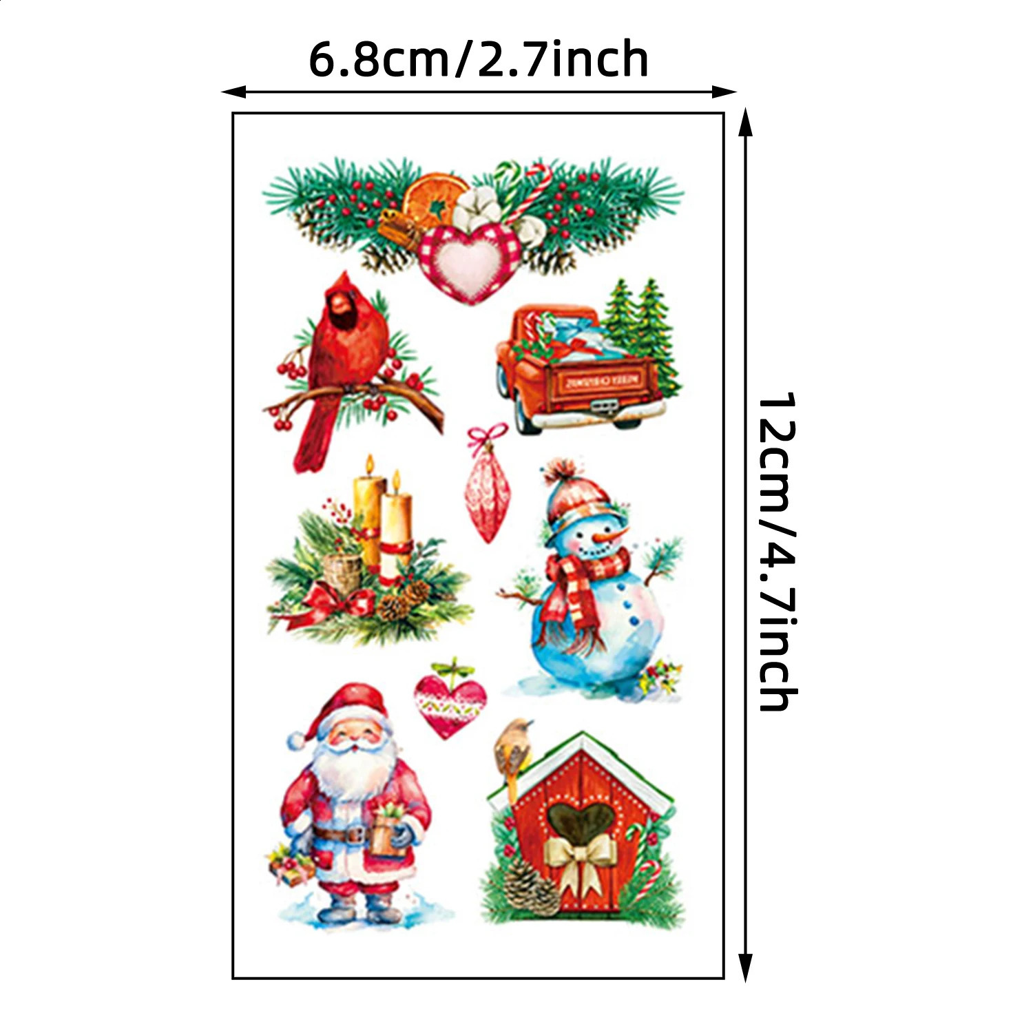 10 RetroStyle Christmas Series Pattern Temporary Tattoo Stickers 92 Cartoon Santas Snowmen Stockings Decoration Patterns Waterpr 250825