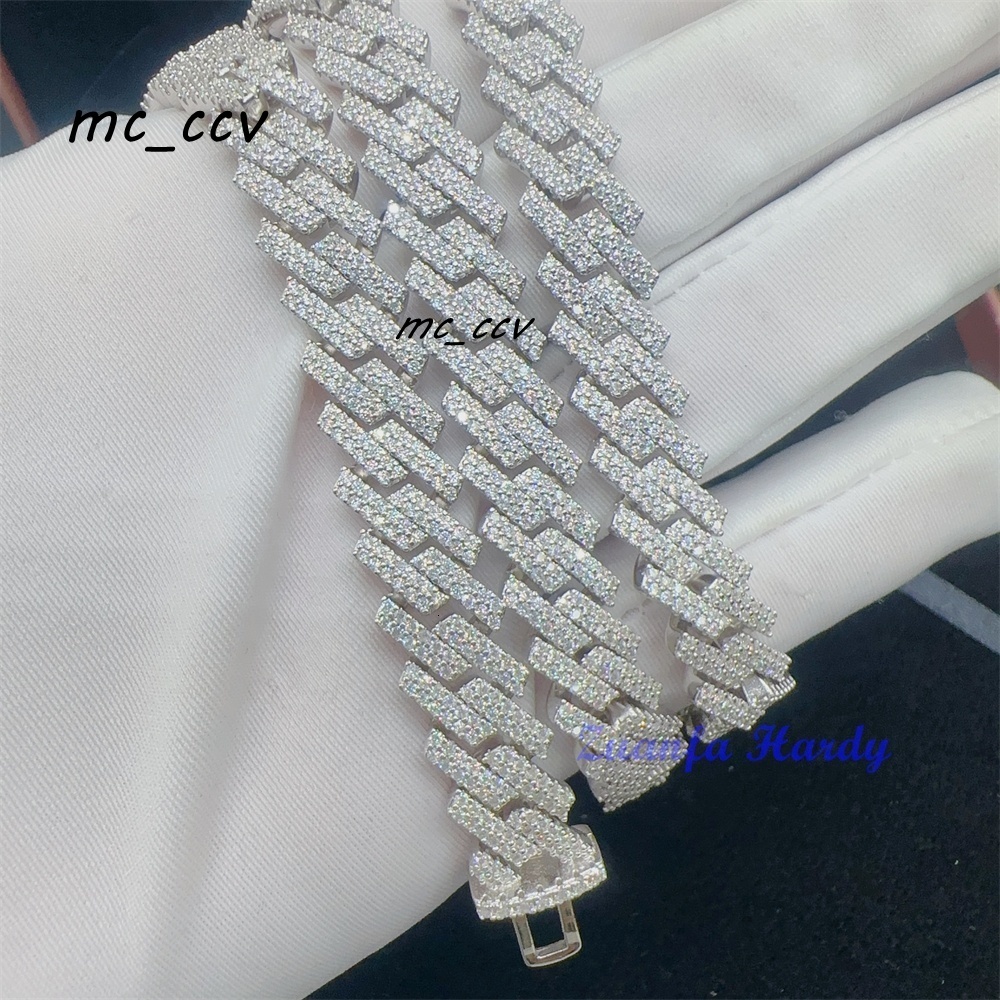Custom Jewelry Hip Hop Men Bracelet Chain Jewelry 10mm 18 20 22 24 Cuban Link Necklace VVS Moissanite Cuban Chain