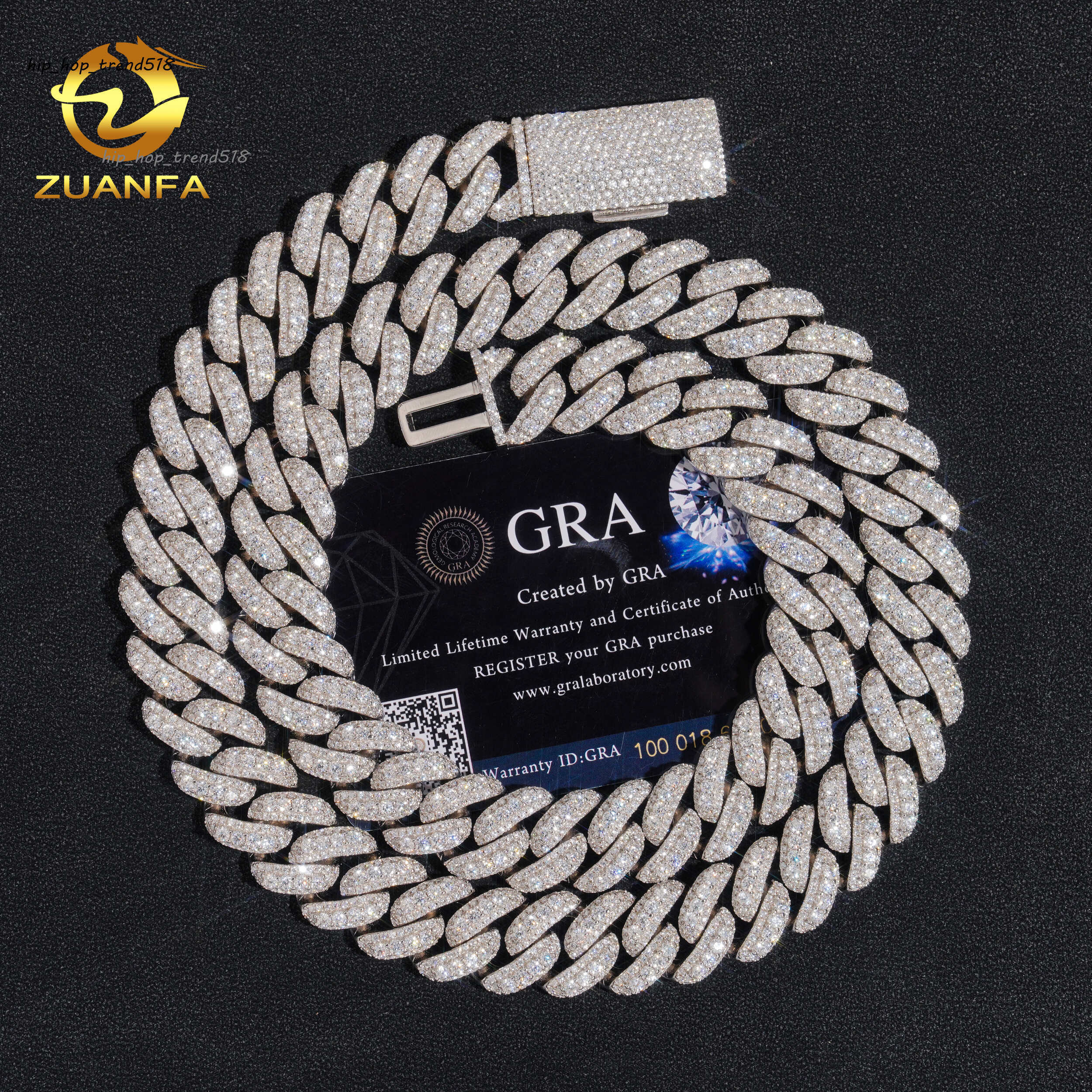 VVS Diamonds Custom Necklace Hip Hop Jewelry 925 Sterling Silver 12mm 16mm Iced Out Moissanite Cuban Link Chain