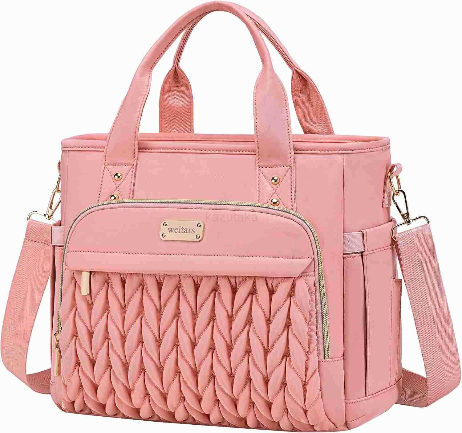 Insulated Lunch Bag Pink for WomenLeak Proof Lunch Box for WorkExtra Large Lunch Tote Bag With Removable Shoulder Strap with Side PocketsReusable Lunc