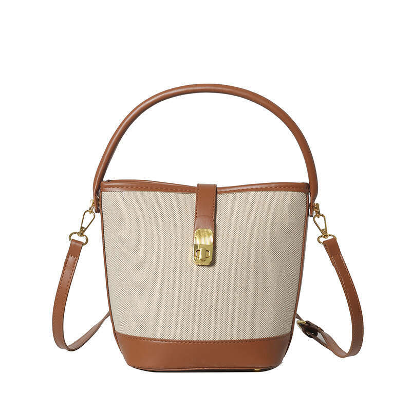 Women's 2025 New Trendy Fashion Handheld Bucket Niche Design Color Block Shoulder Crossbody Bag