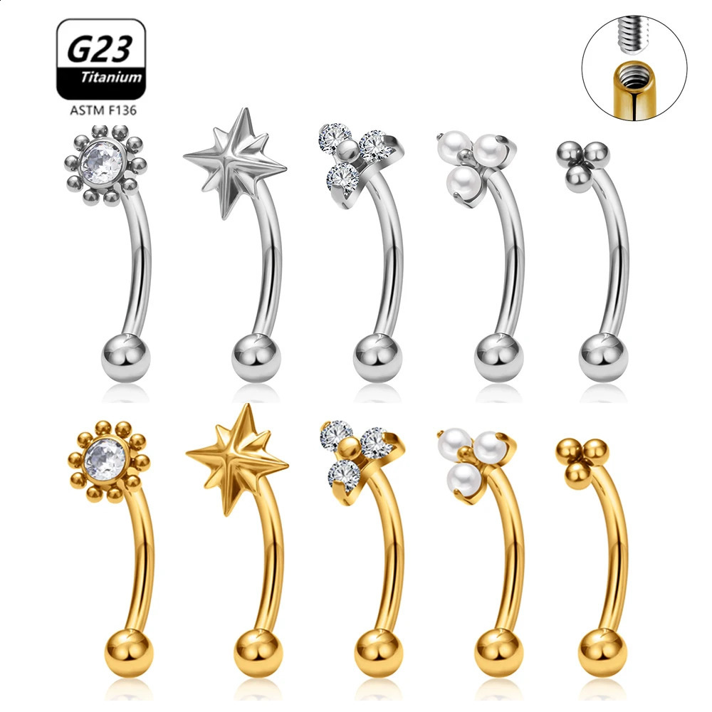 G23 ASTMF136 Piercings Eyebrow Internal thread Body Jewelry For Women zircon Earring 250903