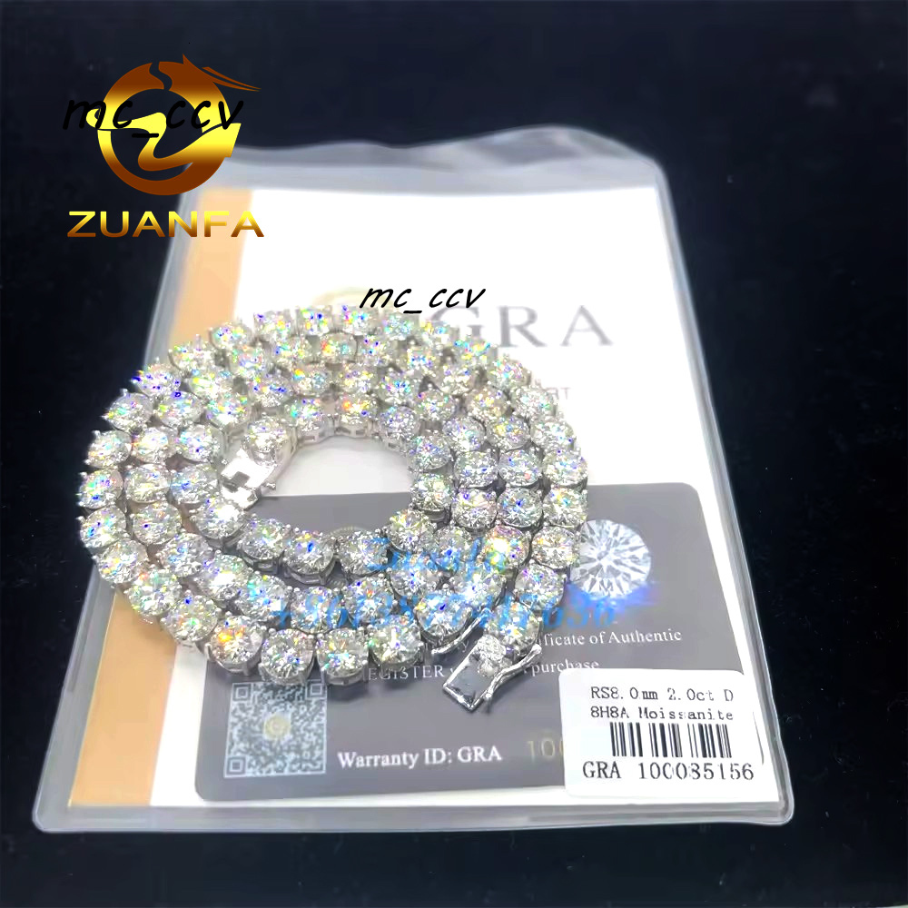 Wholesale Pass Diamond Tester 925 Silver Gold Plated Moissanite Diamond Bracelet Necklace 65mm 80mm VVS Moissanite Tennis Chai