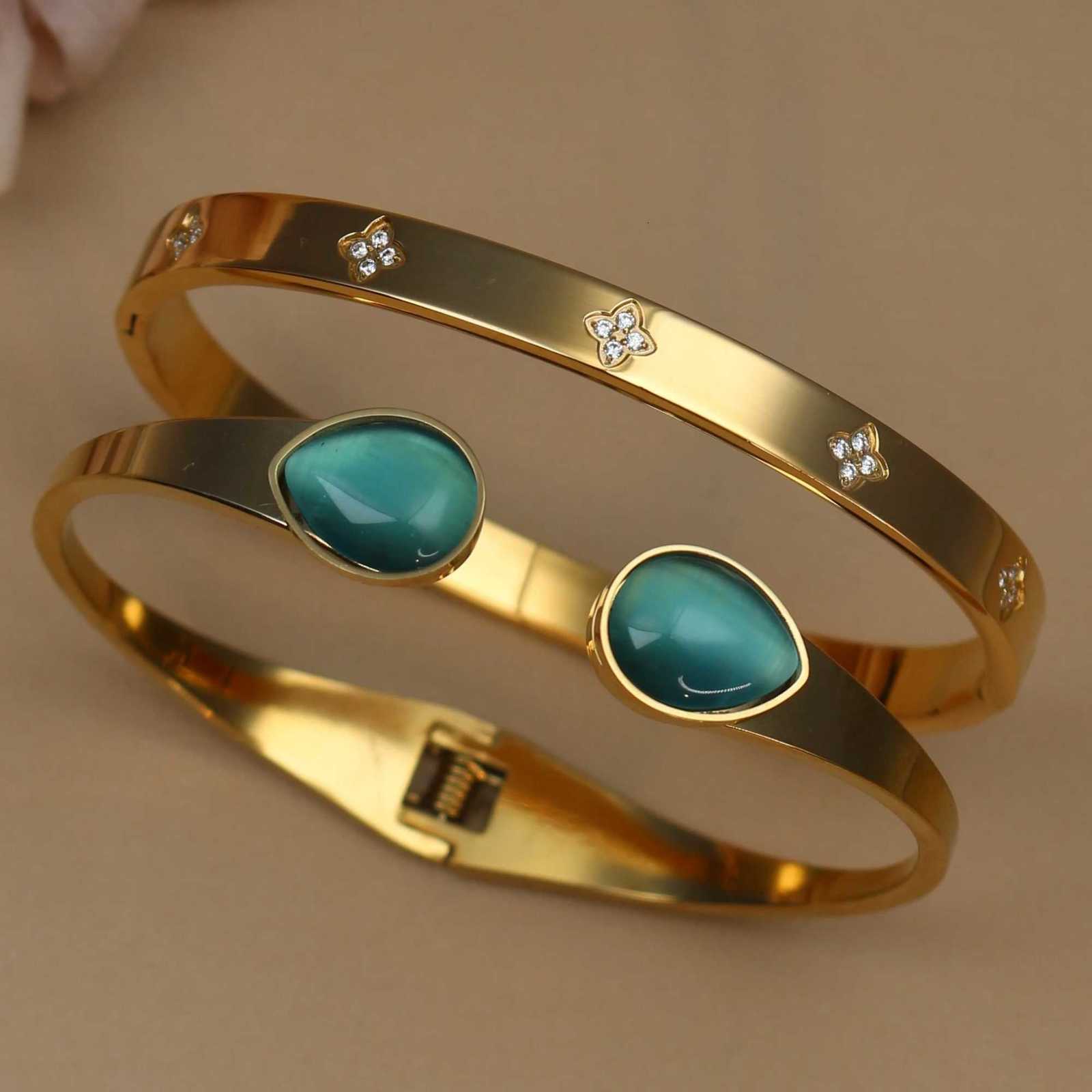 XCB006 Fashion New Opal Crystal 2in1 Stainl Steel Bracelet Wens Jewellery Birtay Party Pair Bangles luxury Wholes Gifts M251218