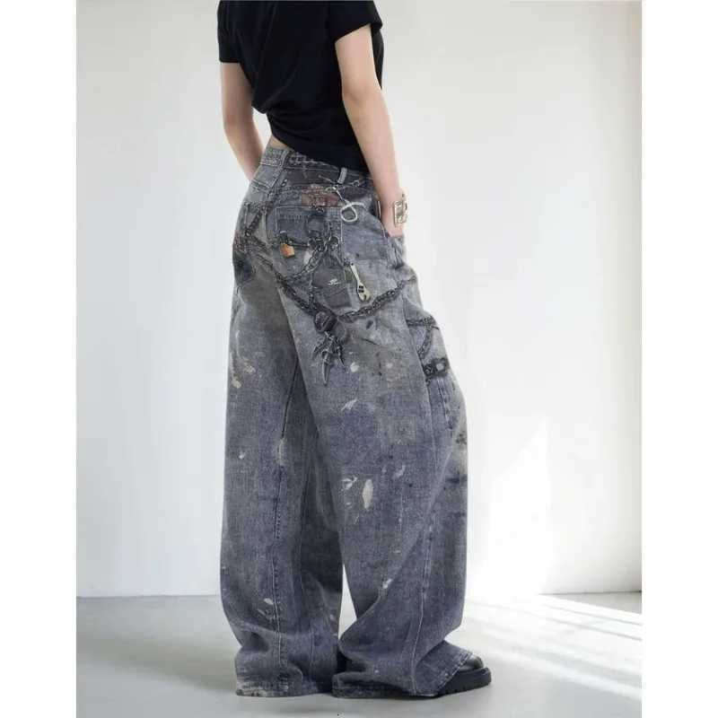 Trendy Men Vintage 3D Printed Wide Leg Straight Casual Jeans Autumn High Waist Denim Trousers American High Street Style Cowboy W250905