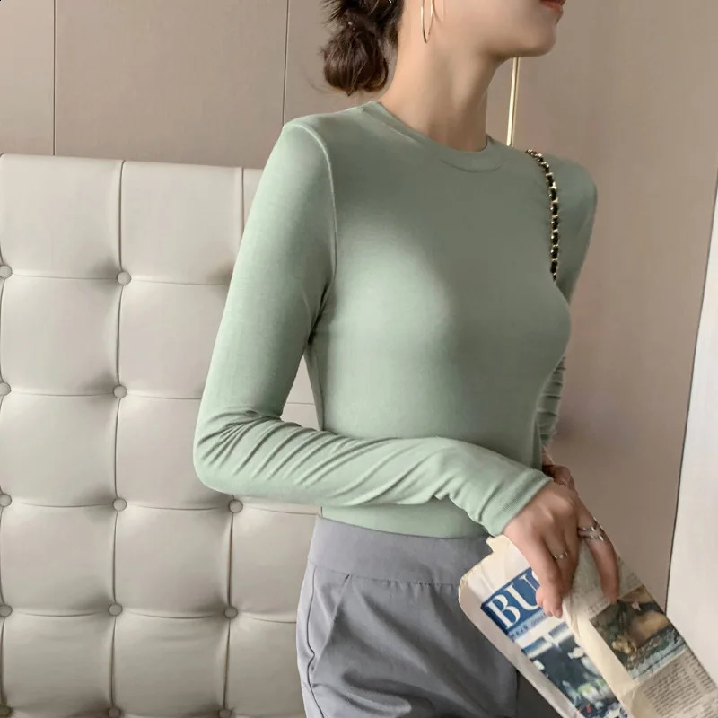 Modal Womens TShirt Crew Neck Versatile Bottom Shirt Long Sleeve Woman Inner T Women Tops Tees For Female 250905