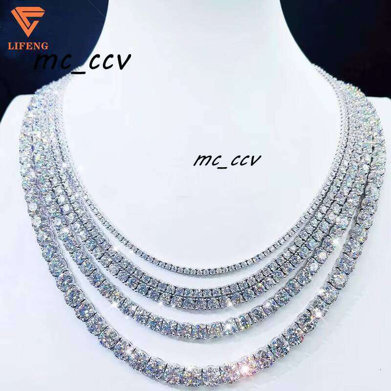 VVS Moissanite Bracelet Necklace 3Mm 4Mm 5Mm 6Mm Sterling Sier Iced Tennis Chain Jewelry Charm