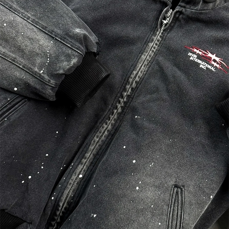 Divin Street Zipper Hoodie Men s Original Retro y Washed Long Sleeve Coat mens High Hip Hop Gothic Punk 250904