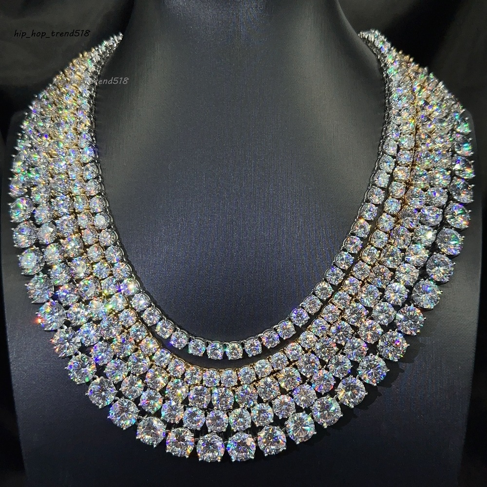 Fashion Shining Jewelry 5A Moissanite Diamond 316L Stainless Steel Necklace 6mm 8mm 10mm Tennis Chain Hiphop Chain