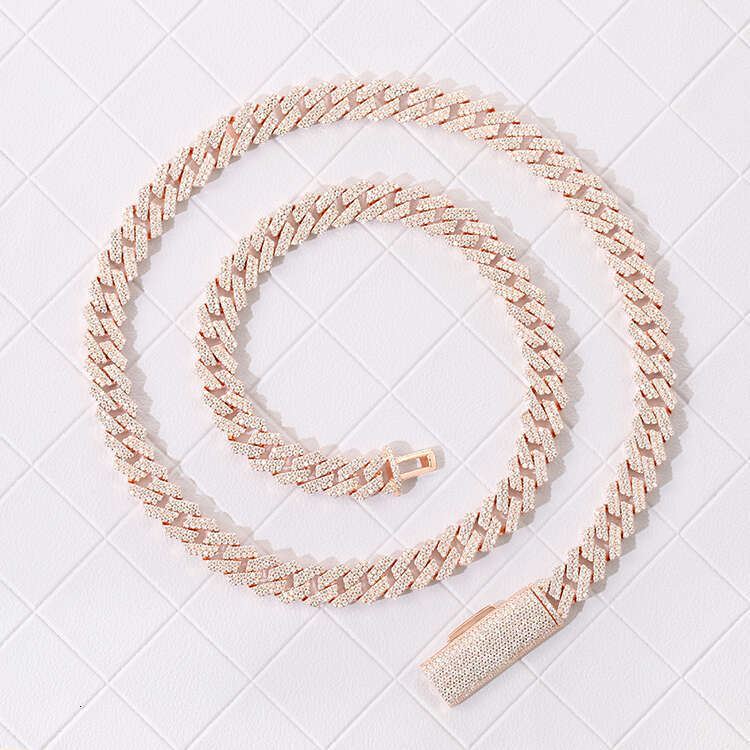 Popular Mossanite Cuban for Men 2rows 8mm-14mm Width Hip Hop Jewelry Solid Sier Chain Necklace