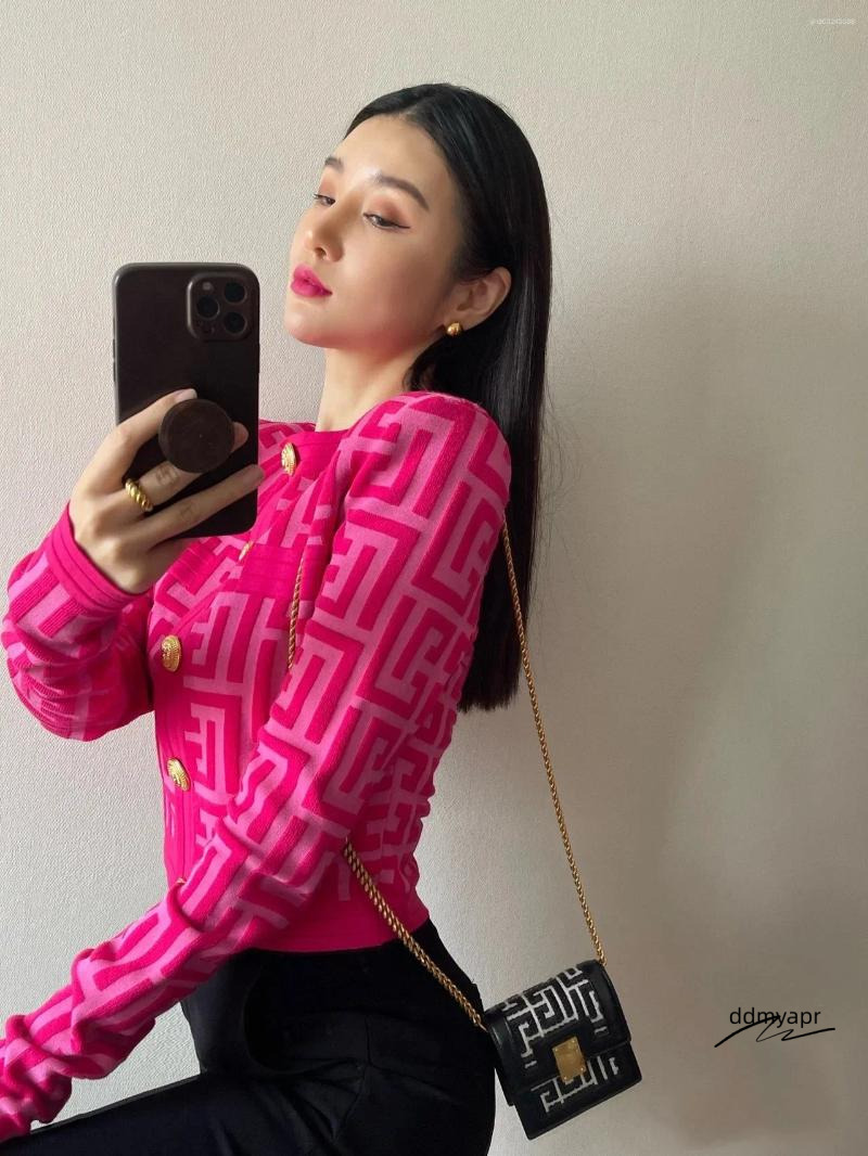 Women's Knits Spring And Autumn Knitted Cardigan Coat Women With Buttons French Chic Top Korean Ddmydec Style Alphabet O-Neck Short Sweaters