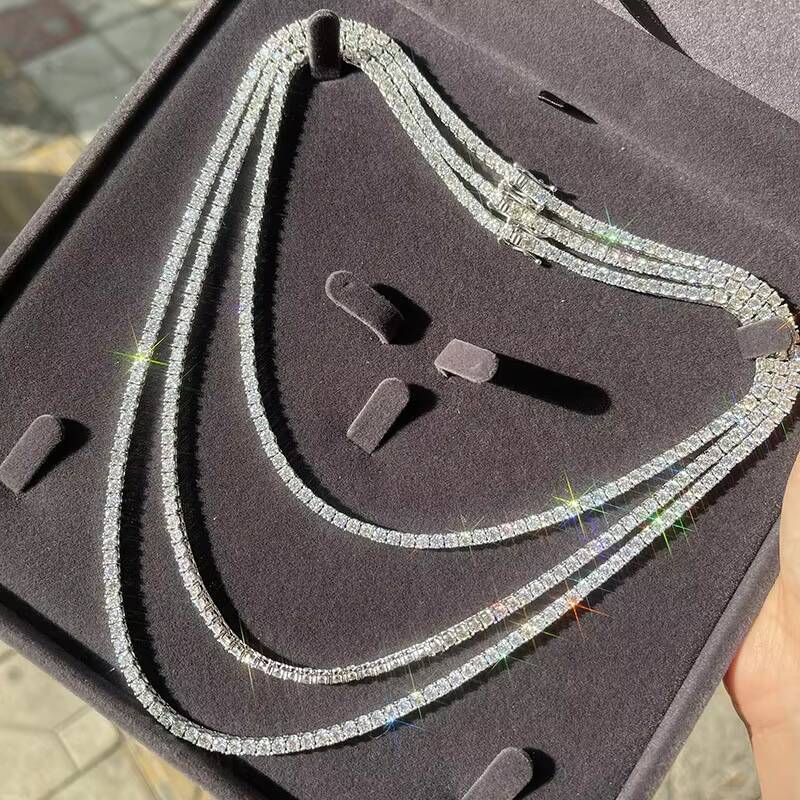 Custom Pass Diamond Tester 3mm 4mm Luxury Diamond Moissanite Vvs Tennis Chain