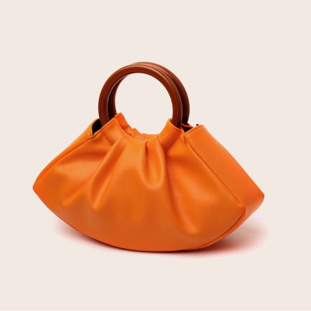 Handbag Pleated Tote Cloud Evening Solid Wood Cute Clutch Women's Bag