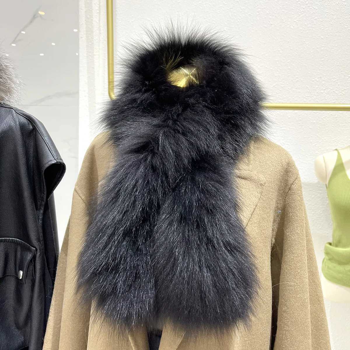 New Women Winter Warm Natural Fur Scarf Ring Knit Real Fur La Fashion Neckerchief Scarves Women Real Fur BandanaXJ250905