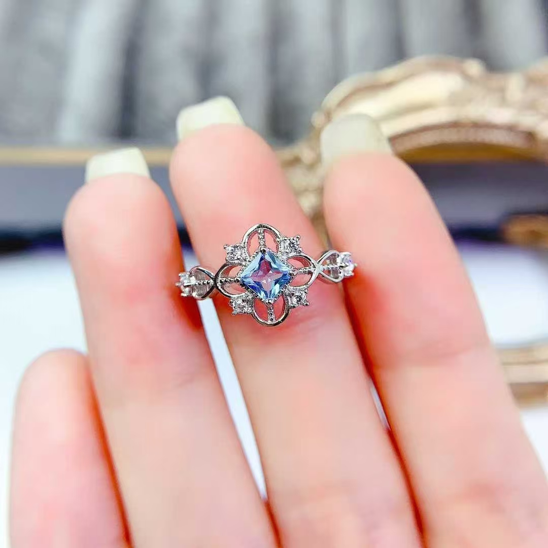 Real 925 silver topaz ring natural topaz with certificate 18K gold plated sterling silver gemstone ring