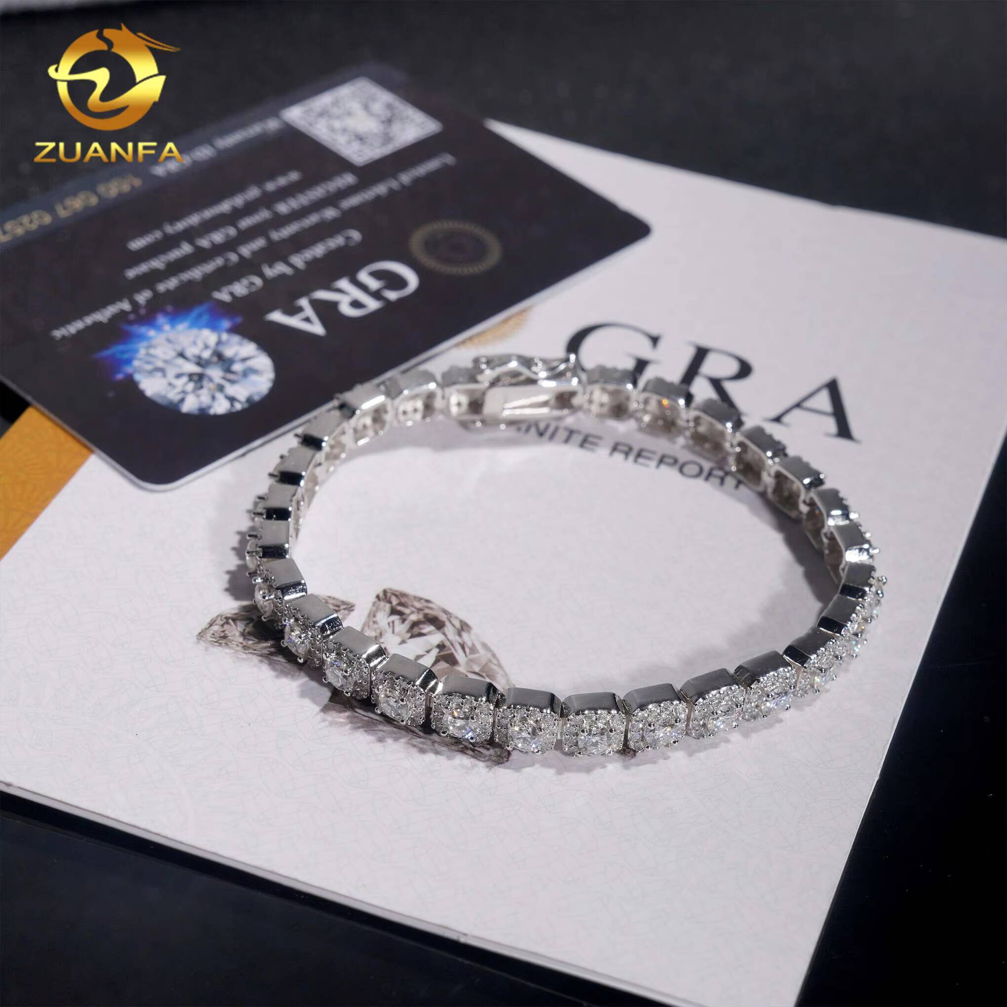 Custom Sparkling Cluster Bracelets 18k Gold Plated Silver VVS Gra Certified Moissanite Lab Diamonds Iced Out Men Bracelet