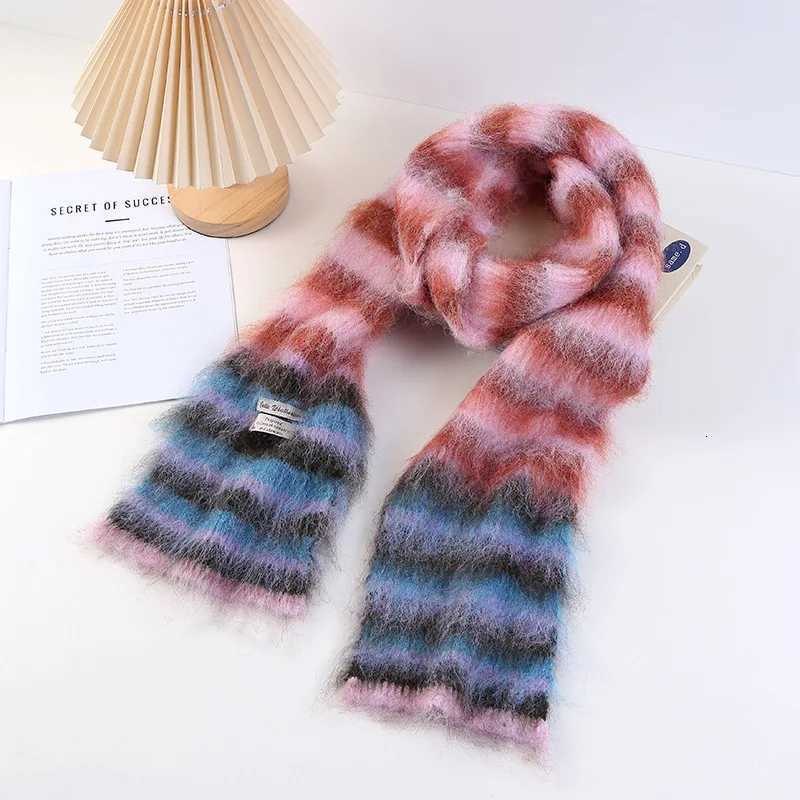 New Dopamine Striped Splicing Warm Women Scarf Autumn Winter Thick Thermal Fashion Tren Females Scarves Soft Warm MufflerXJ250905