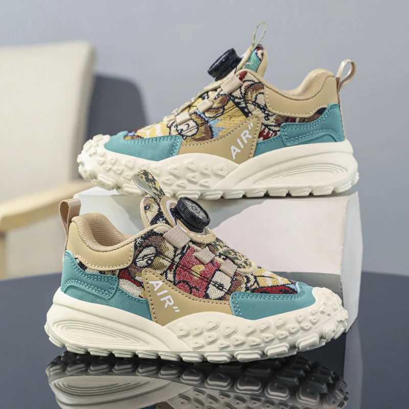 New Canvas NonSlip Sports Shoes Students Breathable Shock Absorbent Boys Shoes Springback Rotary Button Running Shoes Z250905