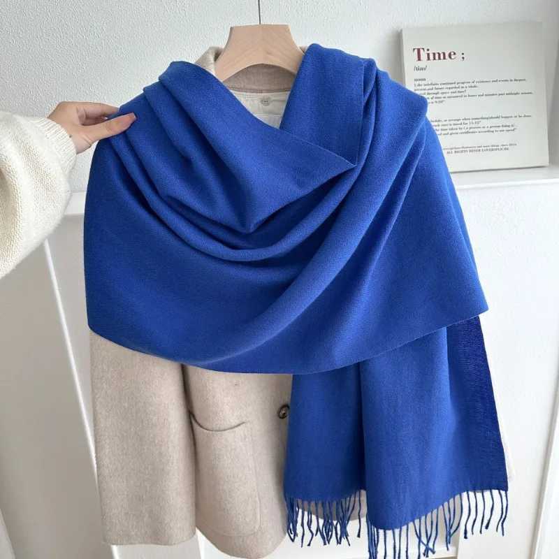 Classic Solid Tassel Scarf Men Women Fall Winter Imitation Cashmere Thick Versatile Shl Causal Wr Warm Muffler Male FemaleXJ250905