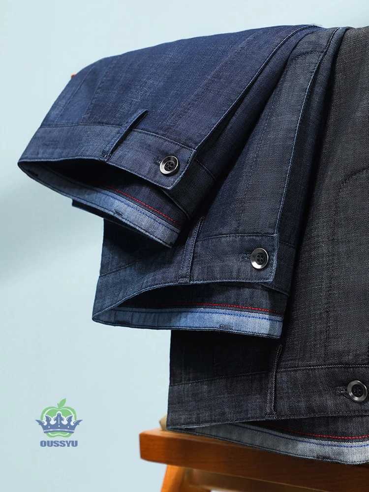 Brand Clothing Luxury Lyocell Fabric Mens Jeans Classic Business Straight Denim Pants Work Office Trousers Male Plus Size 40 42 W250905