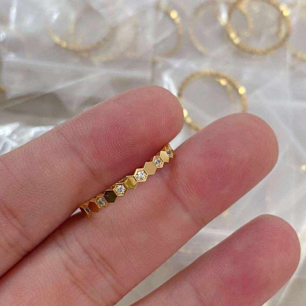 Honeycomb Ring for Women with Diamond Rose Gold Fashionable High-end Precision CNC Craftsmanship Internet Celebrity Live Streaming