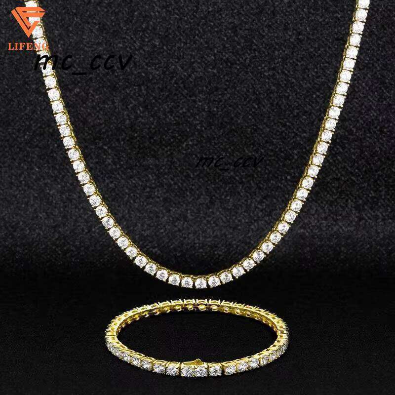 Iced Out HipHop Jewelry 3Mm 4Mm 5Mm 6Mm VVS Moissanite Tennis Chain Round Brilliant Cut Sier Charm Necklace For Women