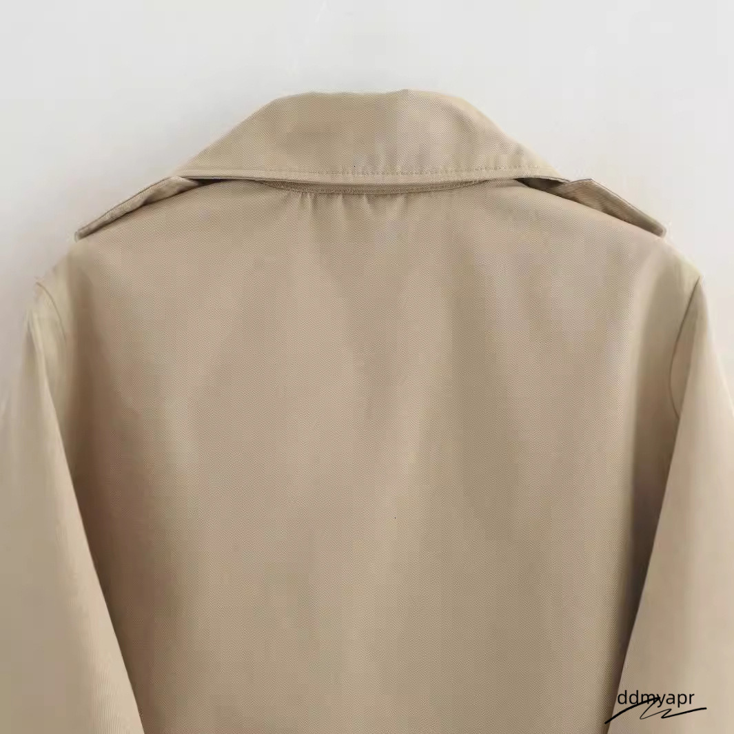 Spring Autumn Simple Short Trench Coat For ddmyday Women High-End Korean Style Double Breasted Lace-Up Windbreaker Jackets 240202 ddmyday ddmyday ddmy