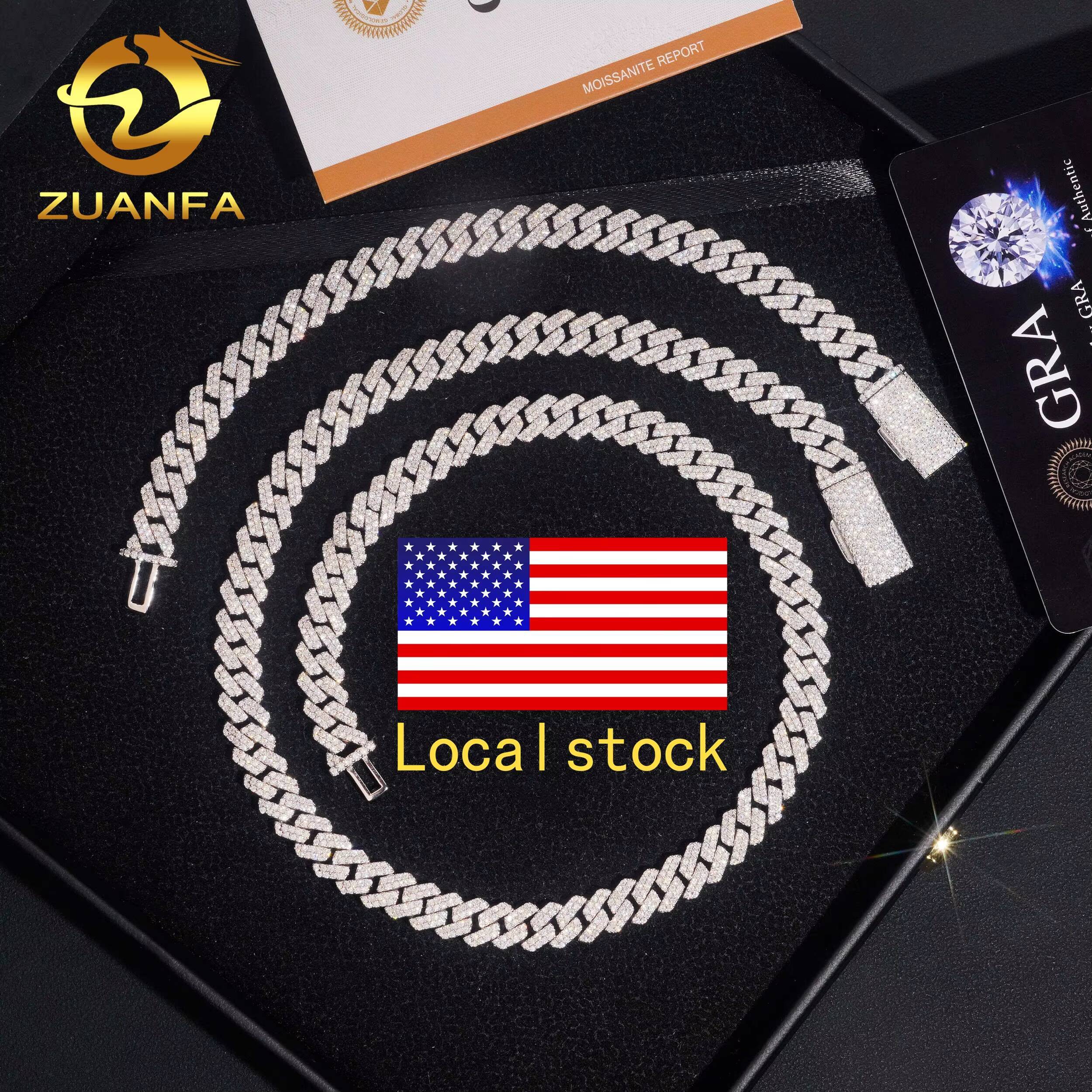 Local Stock Fast Shipping GRA Certificate Moissanite Diamond Hip Hop 925 Silver 8mm Cuban Link Chain