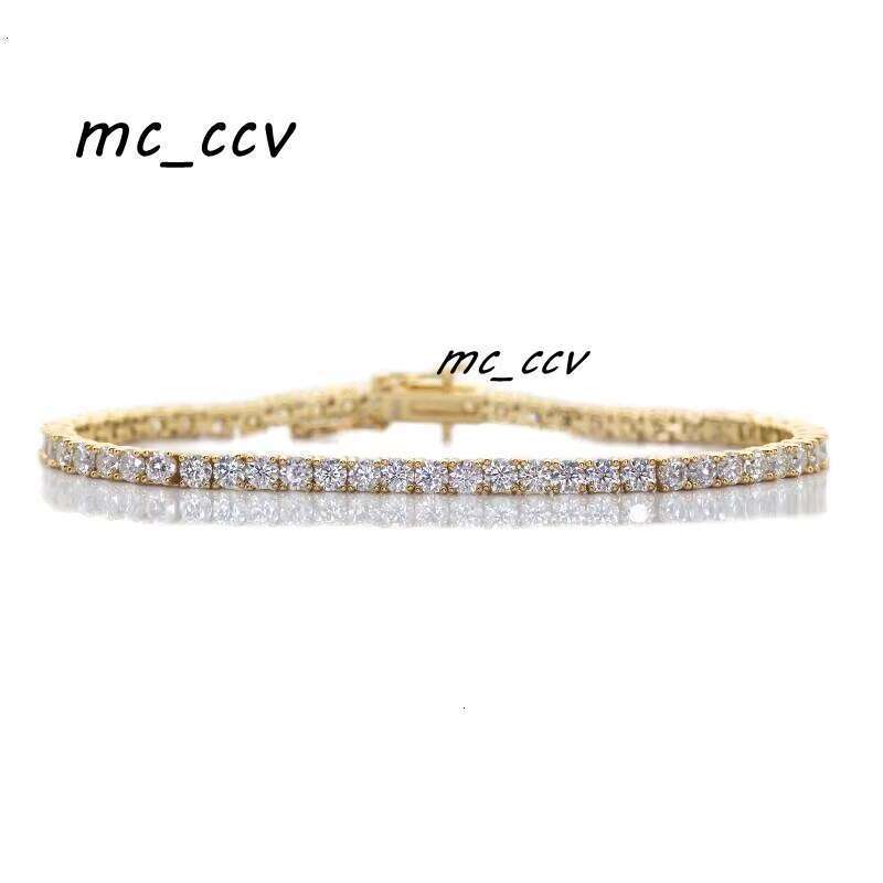 Gold Plated Sterling Sier VVS Real Silicon Stone Tennis Bracelet Fashion Style Gift And Party Comes With Certificate