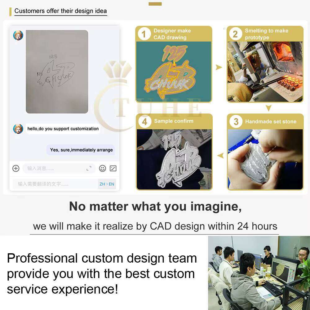 Hip Hop Jewelry Mens Iced Out Custom Letter Sterling Sier VVS Moissanite Dia Number Name Initial Pendant