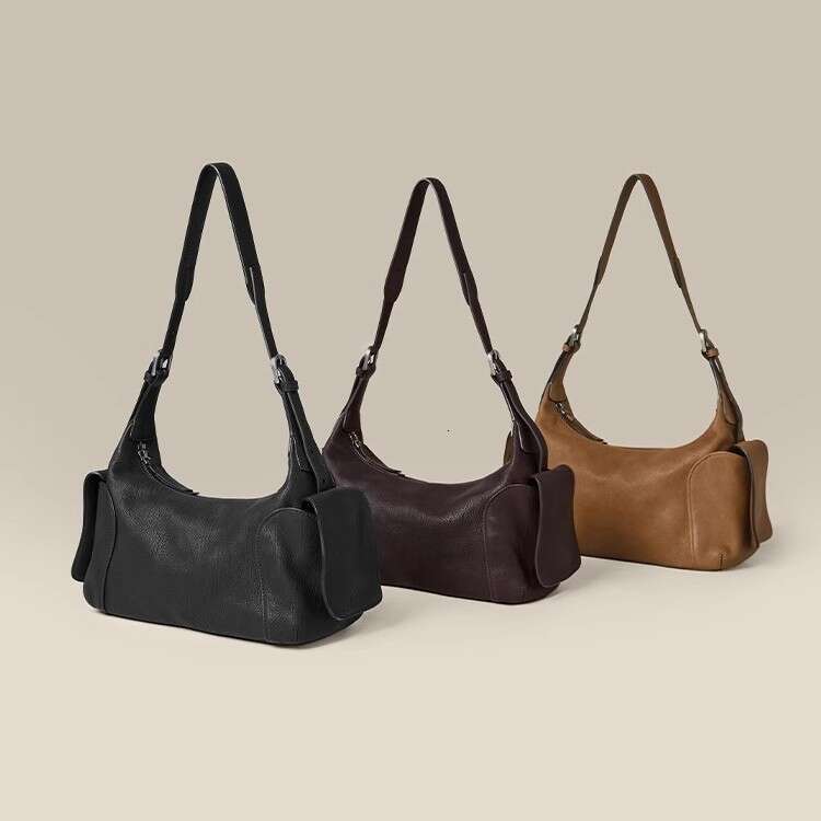 Qiu Zhen Vegetable-Tanned Cowhide Casual Toast Crossbody Shoulder Commuter Bag for Women