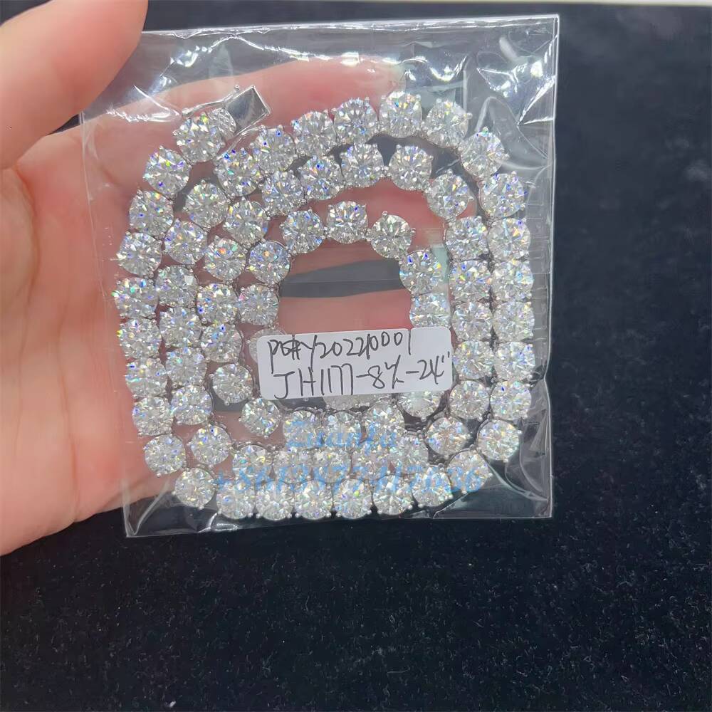 Wholesale Pass Diamond Tester 925 Silver Gold Plated Moissanite Diamond Bracelet Necklace 65mm 80mm VVS Moissanite Tennis Chai