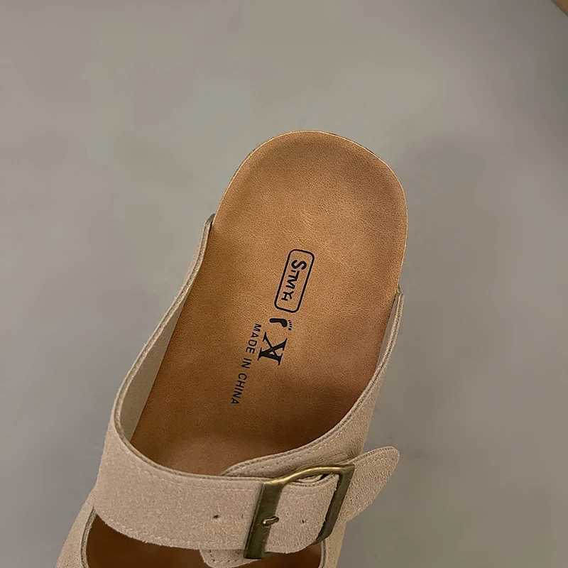 Fashion Cork Women Sandals New Soft Sole Suede Mules Slippers with Arch Support House Open Toe Flats Outdoor Beach Slide Shoes W250905