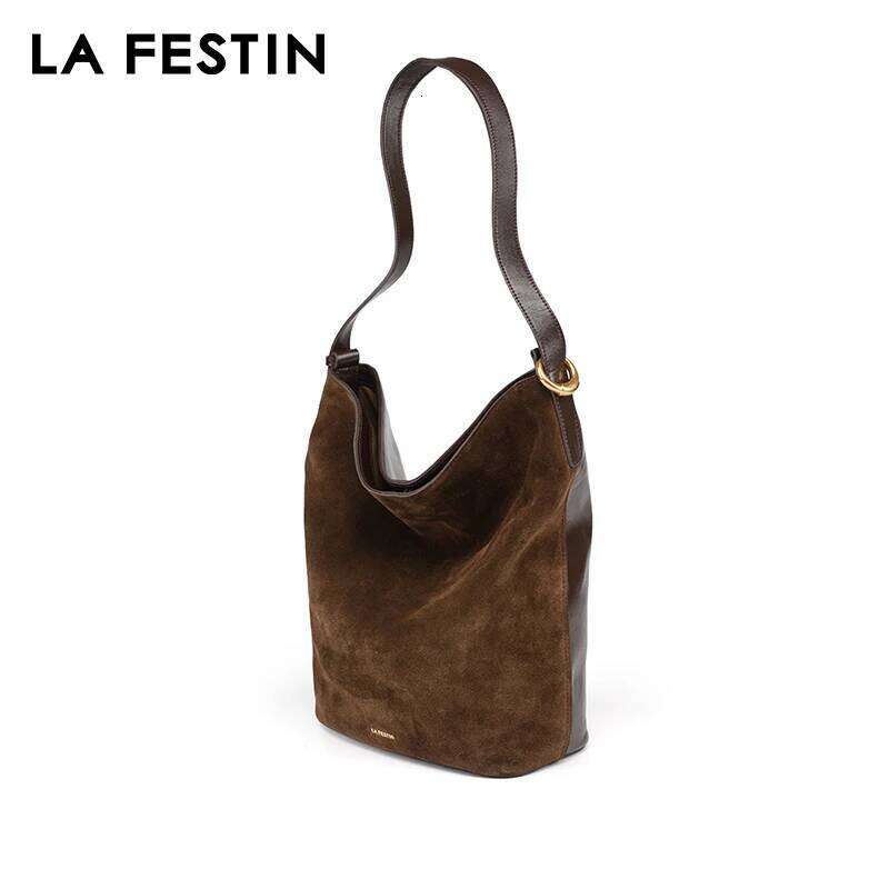 LA FESTIN Original Brand Suede Designer Bucket Shoulder Crossbody Bag Handbag Women Autumn and Winter Bags