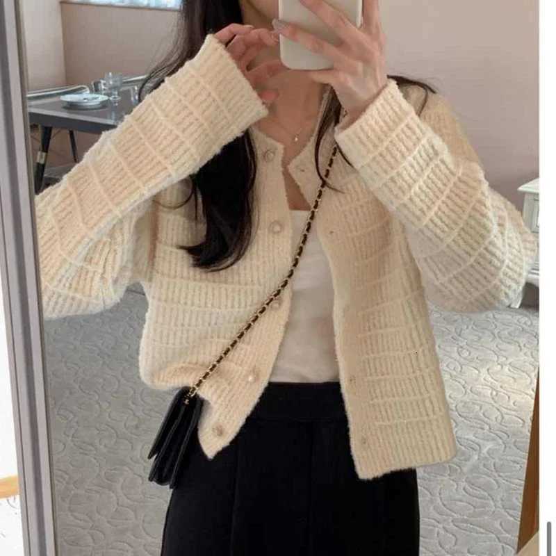 Fashion Long Sleeve Knitted Cardigan Jacket for Women Spring Autumn Elegant Korean O Neck Casual Sweater Loose Retro Short Coats Z250905