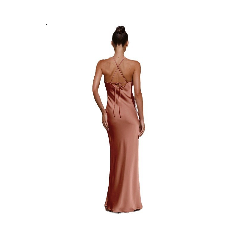 2024 SpringSummer New Sexy Solid Color Slim Fit Sleeveless Backless Elegant Dress for Women