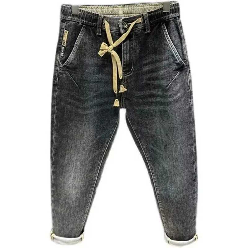 Mens Spring Autumn Fashion 2025 Denim Casual Elastic Waist Pencil Jeans Slim Feet Pants Stretch Harlan Trousers Black Jeans W250905