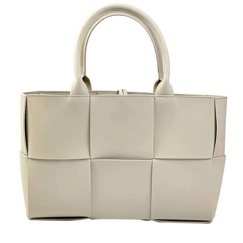 Women's Bags 2021 Large Lattice Square Shape Woven Tote Shoulder Bag Genuine Leather Famous Brand Designer Handbags