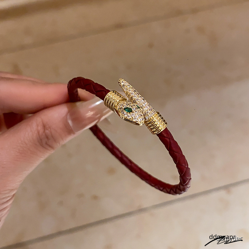 Gold Tone Crystal Encrusted Snake Bracelet With ddmydec Green Eye Details Stylish Fashion Jewelry Gift For Him High Quality And Unique Accessory ddmyd