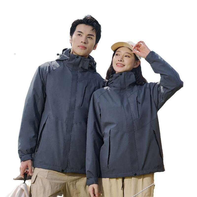 Outdoor Jacket for Men Women, Three-in-One Piece Set, Couples Hiking Suit, Detachable Waterproof and Windproof Coat