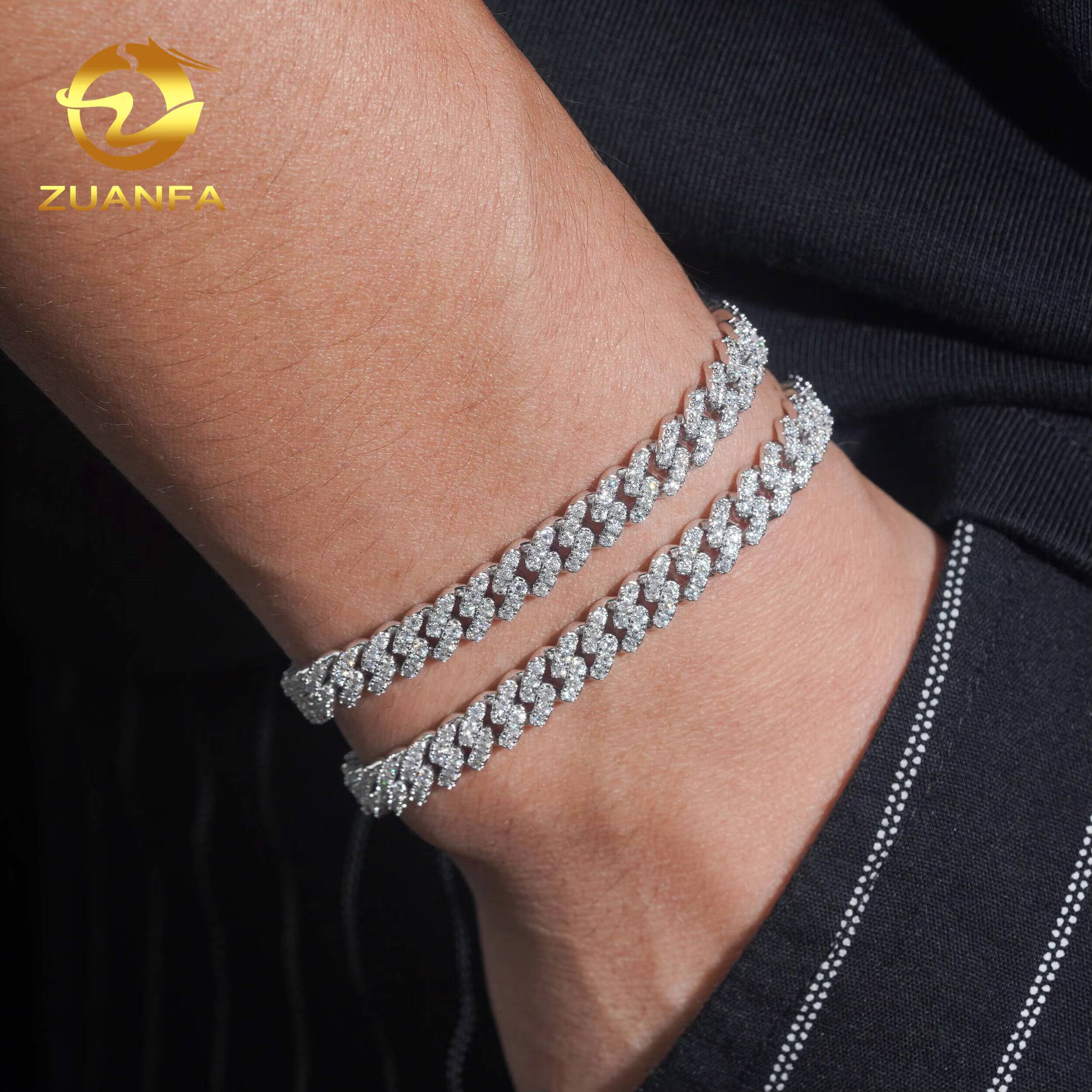 Hot Sale 6mm Custom Hip Hop Jewelry Necklace Iced Out Diamond 925 Sterling Silver VVS Moissanite Cuban Link Chain Bracelet USA