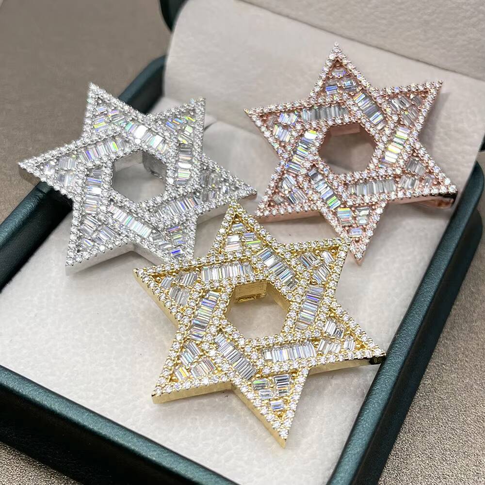 Hip Hop Jewelry Pass Diamond Tester VVSmoissanite Diamond Moissanite Pendant Necklace 925silver Pendant for Menwomen