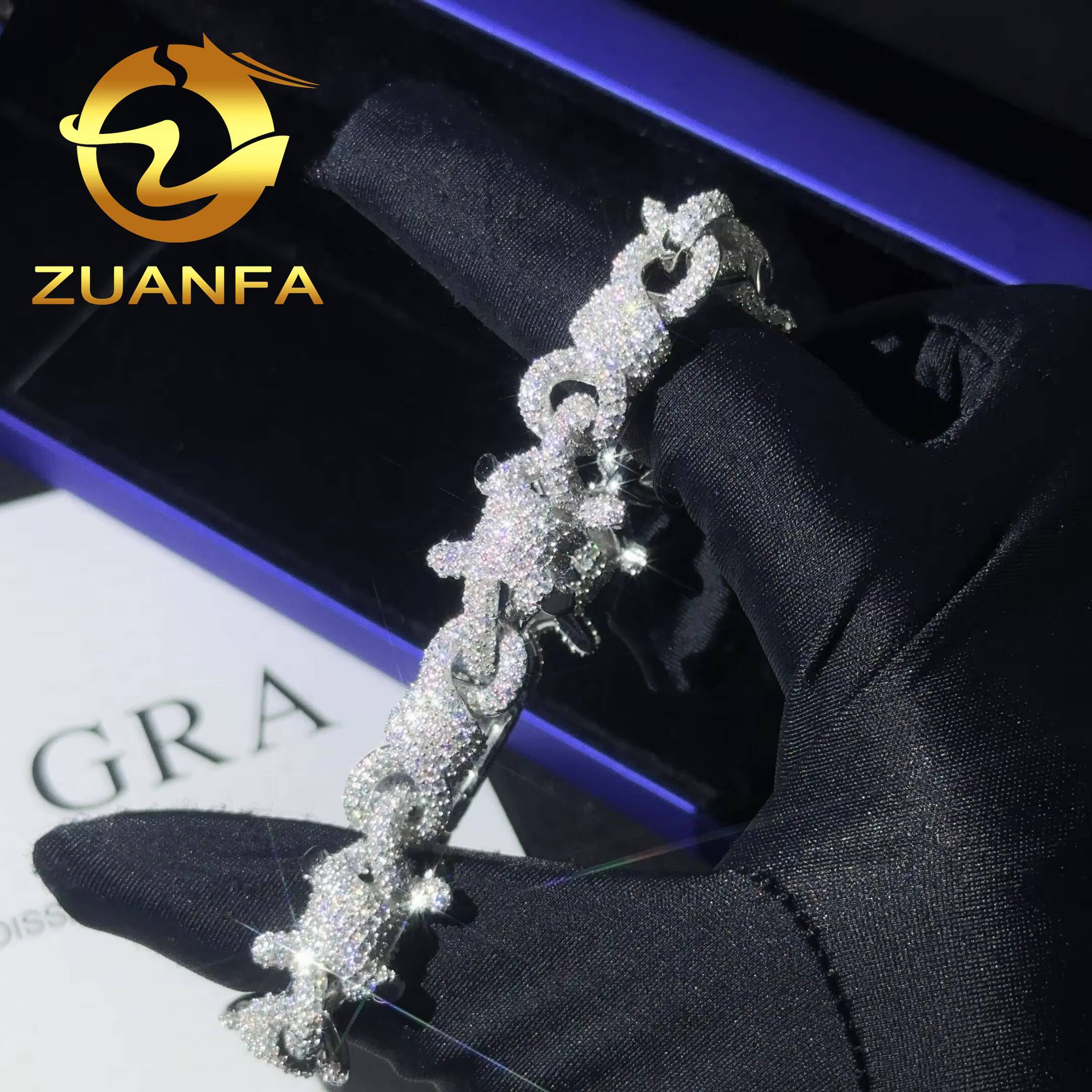 New Design Hip Hop Jewelry Iced Out Men Cuban Bracelet Twist Link 925 Silver Moissanite Bracelet Men Ready Shipping