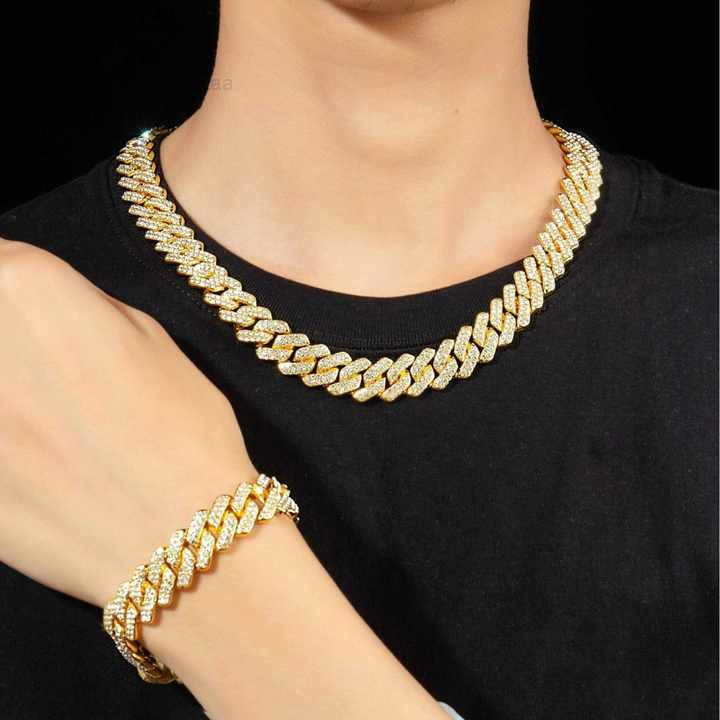 VOAINO Customized 9K 14K 18K Solid Gold Vvs Lab Grown Diamonds Chain Iced Out Cuban Link Chain Hip Hop Cvd Diamond Jewelry