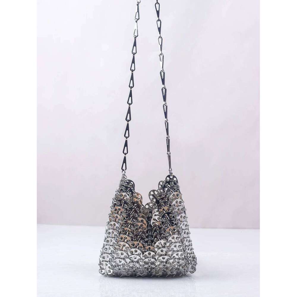 Popular metal sequins with large capacity mobile phone crossbody chain DIY handmade bag for women's fashion trend