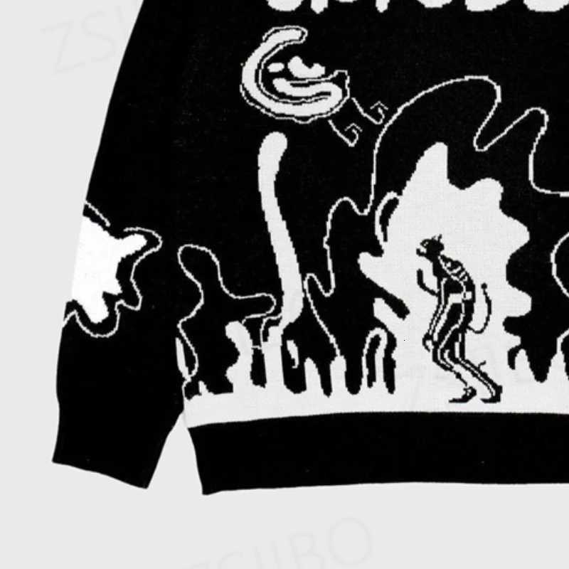 Sweater autumn and winter 2024 new mens and womens knitted printed personality street round neck sweater women Z250905