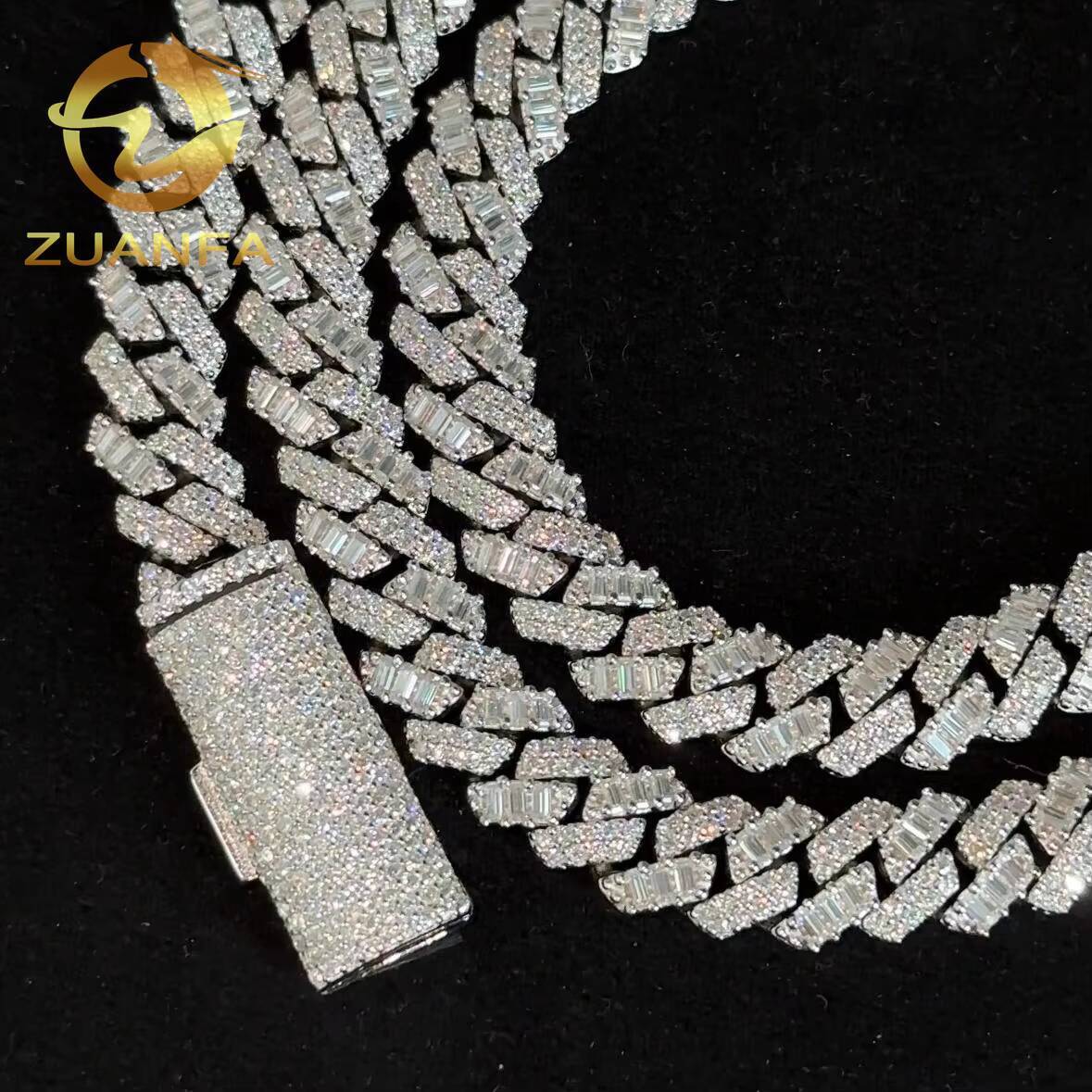 Hip Hop Jewelry 8MM Mix Cut Moissanite Diamond Cuban Link Chain 925 Silver Iced Out Cuban Link With GRA Certificate