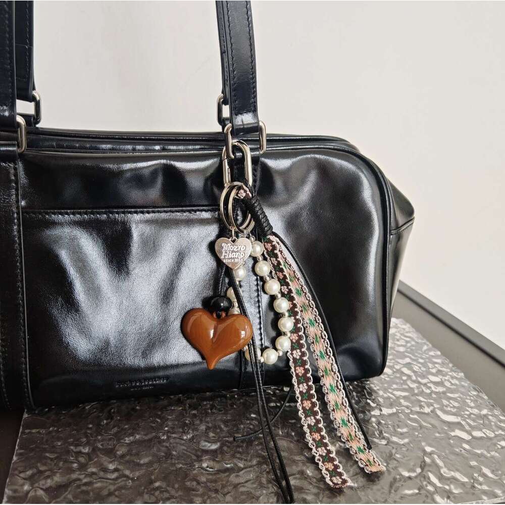 DHEssentials 2025 Spring Fresh Style Charm, Retro Woven Bag Pendant, Plastic Resin Keychain, Love/Bell Design, Multi-Color