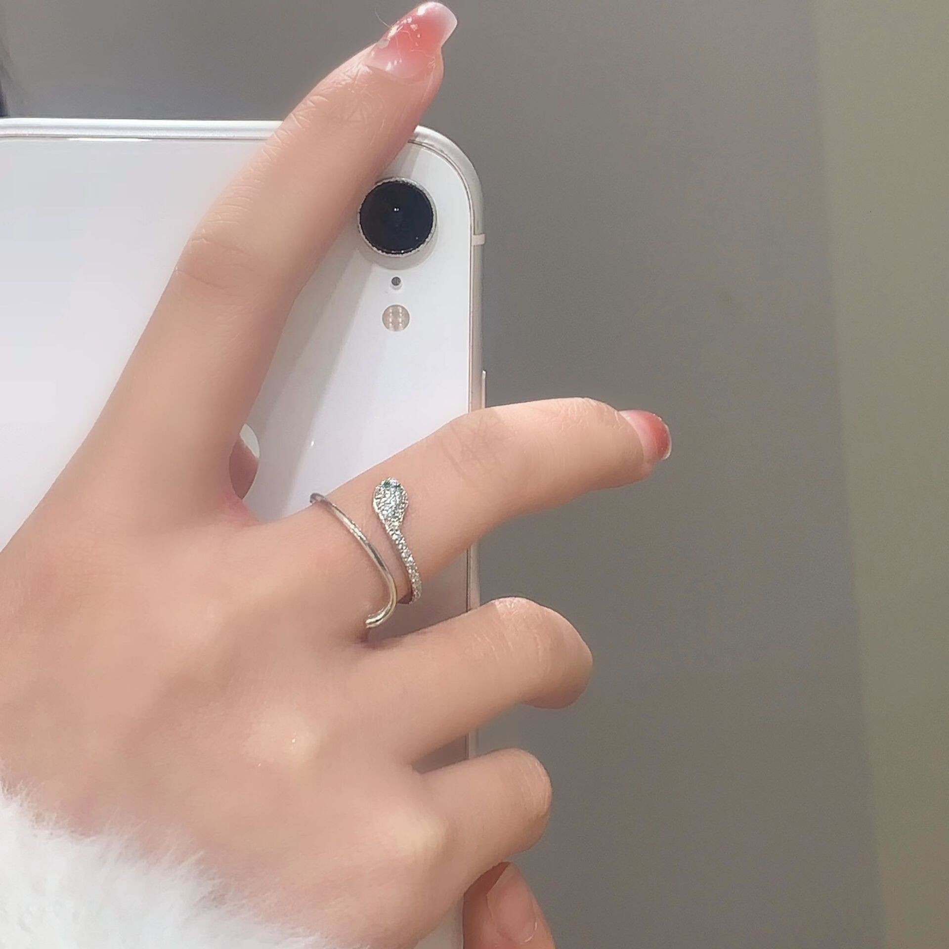 Micro Pave Zircon Snake for Women Sweet Cool Style Fashionable Temperament Open Ring Unique Niche High-end Feel