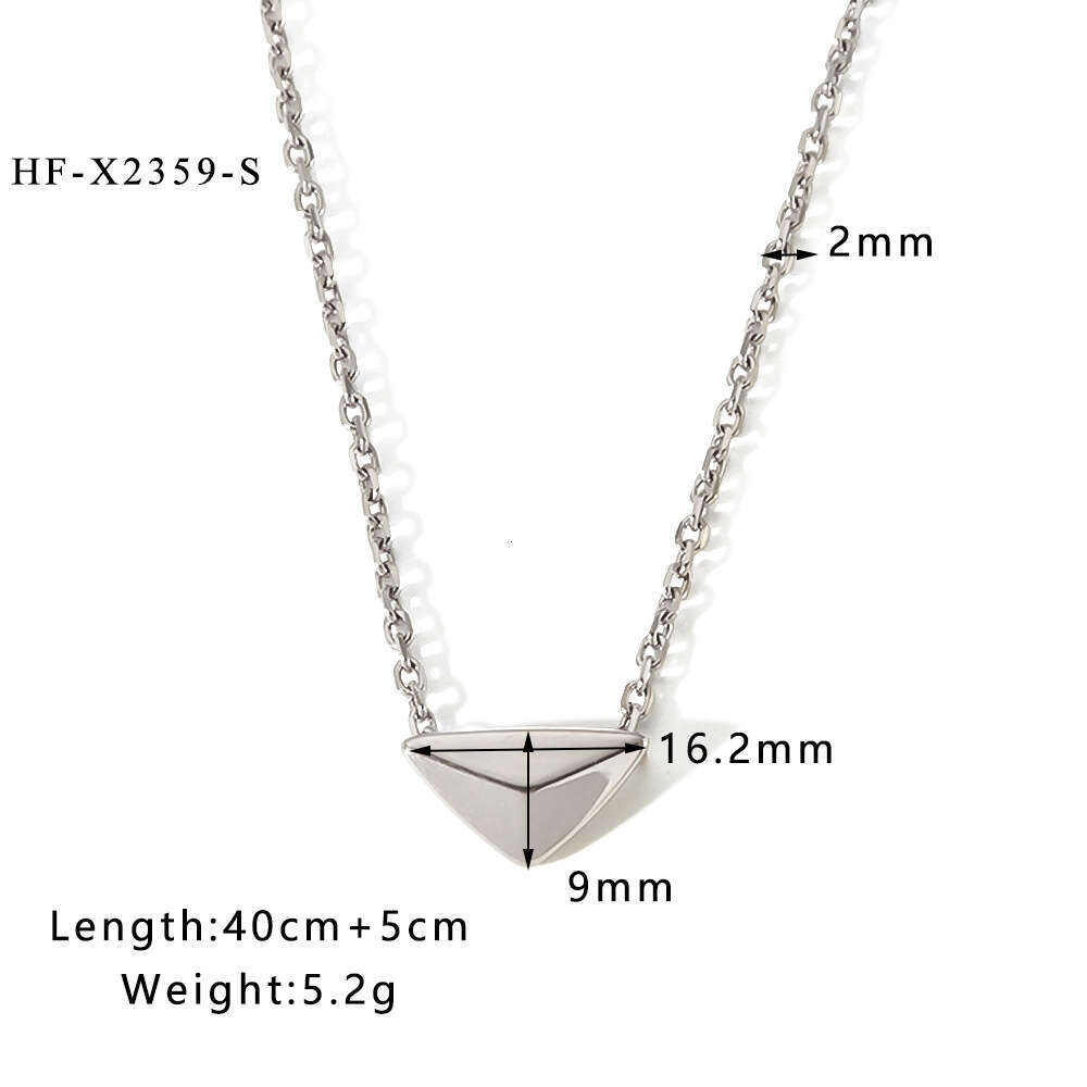 DHpet 2025 Summer: Women's French - inspired 18K - Plated Stainless - steel Geometric Inverted - triangle Diamond Pendant Necklace